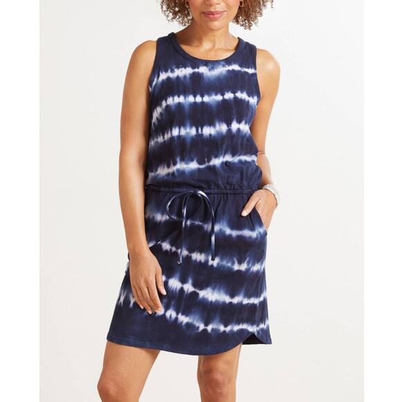 Evereve Sundry Weekender Navy Blue Tie Dye Racerback Dress Size 2 Medium - Picture 1 of 6